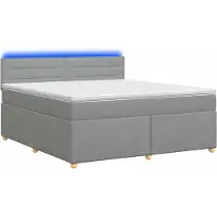 Syfax Lit boxspring avec matelas gris clair 140 x 200 cm Tissu