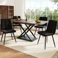 Sonstiges Ensemble repas extensible comprenant une table et 4 chaises, en noyer, dimensions : 160x80x75 cm, finition noire, assises en velours