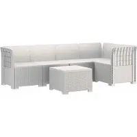 vidaXL Canapé de jardin pour 5 personnes, imitation rotin, plastique PP, blanc