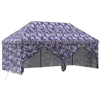vidaXL Tente pop-up avec 4 parois latérales, 3 x 6 mètres, motif camouflage bleu