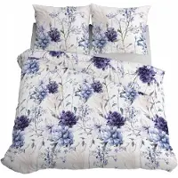 Detexpol Literie, linge de lit en satin, haute qualité 200x220 5222a bleu, fleurs
