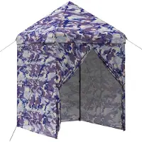 vidaXL Tente pop-up avec 4 parois latérales, dimensions 2,9 x 2,9 m, motif camouflage bleu