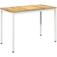 vidaXL Table de jardin blanche, 108,5 x 55 x 75 cm, en bois d'acacia massif