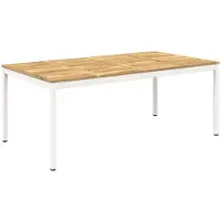 Syfax Table de jardin blanche, dimensions : 196 x 100,5 x 75 cm, en bois d'acacia massif