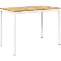 vidaXL Table de bar d'extérieur, blanche, 147 x 88,5 x 105 cm, en bois d'acacia massif