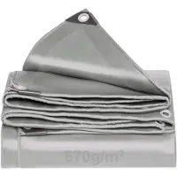 Sonstiges Bâche de protection grise, 670 g/m², tissu PVC, imperméable, résistante à la déchirure, résistante aux UV, avec œillets, dimensions 2x2 mètres