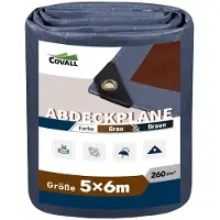 Sonstiges XXL, bâche PE, dimensions 5x6 mètres, grammage 260 g/m², imperméable, résistante aux UV, couleur gris/marron
