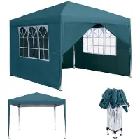 Sonstiges Pavillon de jardin 3x3 mètres, imperméable, stable, résistant à l'hiver, avec 4 panneaux latéraux et fenêtres, de couleur verte