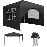 Sonstiges Pavillon de jardin 3x3 mètres, imperméable, stable, avec 4 panneaux latéraux et fenêtres, couleur anthracite