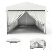 Sonstiges Pavillon de jardin 3x6 mètres, imperméable, avec protection UV, comprenant des panneaux latéraux et des fenêtres, de couleur blanche