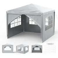Sonstiges Pavillon d'extérieur étanche, gris, 3x3 mètres, avec 4 parois, idéal pour le jardin. Tente pliante en polyéthylène