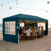 Sonstiges Pavillon d'extérieur 3x6 mètres, imperméable, avec protection solaire, 6 panneaux latéraux, couleur verte, tissu Oxford 210D, structure en acier, hauteur réglable