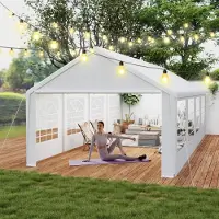 Sonstiges Tente de réception 4x8 mètres, blanche, en PE 200g, toit en PE 130g, parois latérales avec fenêtres, structure en acier, imperméable, protection UV