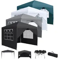 LZQ Pavillon d'extérieur 3x3 mètres, couleur anthracite, avec 4 panneaux latéraux, protection UV 50+, hauteur réglable