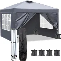 Sonstiges Pavillon pliable 3x3 mètres, couleur anthracite, hauteur réglable, imperméable, protection UV 50+, avec 4 parois latérales