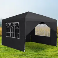 Sonstiges Pavillon de jardin 2,5x2,5 mètres, imperméable, de couleur anthracite, avec 4 panneaux latéraux et fenêtres, pliable, protection UV