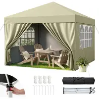 Hawthyhome Pavillon d'extérieur 3x3 mètres, imperméable, protection UV 50+, hauteur réglable, avec 4 panneaux latéraux, couleur beige