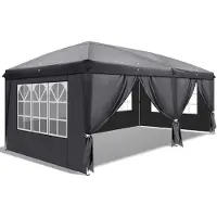 Sonstiges Pavillon de jardin 3x6 mètres, gris, avec hauteur réglable, étanche, et comprenant 6 panneaux latéraux