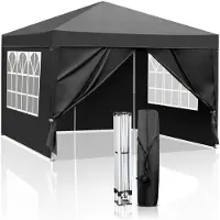 Sonstiges Pavillon de jardin 3x3 mètres, imperméable, protection UV 50+, 4 panneaux latéraux, couleur noire