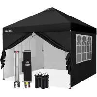 Sonstiges Pavillon pop-up de 3x3 mètres, imperméable, avec 4 panneaux latéraux, protection UV 50+, réglable en hauteur, de couleur noire