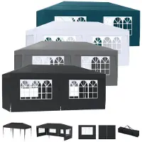 LZQ Pavillon d'extérieur 3x6 mètres, couleur gris argenté, avec 6 panneaux latéraux, protection UV, et hauteur réglable