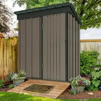 Sonstiges Abri de jardin en métal, toit plat, 1,5 m², dimensions 162x92x180 cm, acier galvanisé, porte verrouillable, couleur marron