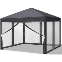 Sonstiges Pavillon de jardin 3x3 mètres, imperméable, avec protection UV, et doté de 4 panneaux latéraux en mesh, de couleur gris foncé