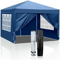 Sonstiges Pavillon d'extérieur 3x3 mètres, couleur bleu, imperméable, protection UV 50+, avec 4 panneaux latéraux, tissu Oxford 420D