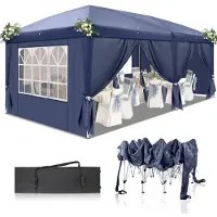 Sonstiges Pavillon de jardin 3x6 mètres, couleur bleu, avec 6 panneaux latéraux, imperméable, protection UV 50+, tissu Oxford 420D