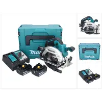 Makita Scie circulaire sans fil DHS 661 RTJ 18 V 165 mm sans balais + 2 batteries 5,0 Ah + chargeur + Makpac