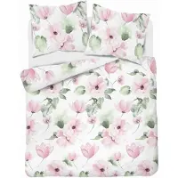 Detexpol Ensemble de literie 220x200 Satin de coton Fleurs