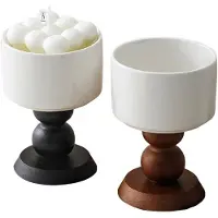 Semoic Bougeoirs en Bois et Marbre, Bougeoirs en Pierre Naturelle, Supports Décoratifs pour la Décoration Intérieure, les Mariages et les Repas