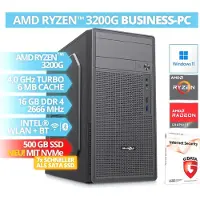 BRAINZAP AMD Ryzen 3 3200G Quad-Core PC de bureau / professionnel, 16 Go de RAM DDR4, SSD NVMe de 500 Go, WLAN, BT Bluetooth Windows 11