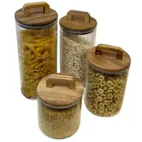 Bavary boîte de conservation aliments secs verre borosilicaté S couvercle acacia