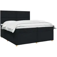vidaXL Lit boxspring avec matelas noir 200 x 200 cm Tissu
