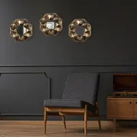 Northix Ensemble de 3 miroirs muraux octogonaux à fleurs