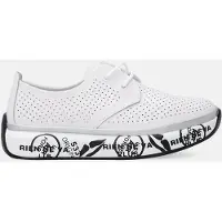 Venezia - Mocassins d'intérieur pour femmes, style ballerine, en cuir véritable, couleur blanche, taille 37. Chaussures de sport perforées avec motif sur la semelle