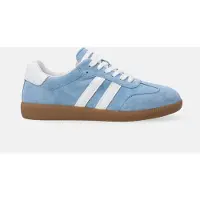 Venezia - Mocassins pour femmes, style bateau, en daim bleu, style rétro, en cuir véritable, taille 39