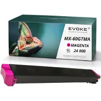 Evoke Cartouche de toner compatible pour les imprimantes Sharp MX-61GTMA, MX-60GTMA, couleur magenta, rendement de 24 000 pages, compatible avec les modèles MX-3051, MX-3061, MX-5071, MX-2651, MX-3551