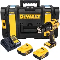 DeWalt Perceuse-visseuse à percussion sans fil DCD 709 P2, 18 V, 65 Nm + 2 batteries 5,0 Ah + chargeur + coffret de transport robuste