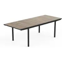 Keter Table extensible d'intérieur et d'extérieur, dimensions 162-233 x 94 x 75 cm, Porto Nova, en matériau Decocoat graphite et imitation bois (Ashwood)