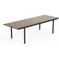 Keter Table extensible d'intérieur et d'extérieur, dimensions 194,5-272 x 94 x 75 cm, Porto Nova, en matériau Decocoat graphite et imitation bois (Ashwood)
