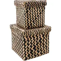 House Doctor Storage boxes, HDOllie, Black, Nature (2x, 20.50 x 20.50 x 17.50 cm)