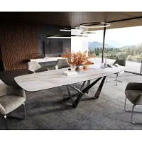 DELIFE Table à manger Edge Boot 200-300x120 cm Céramique Onyx Pearl Spider Acier plat Acier inoxydable Graphite extensible
