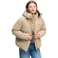 Superdry Femme Doudoune à Capuche en Velours Premium Brown Taille: 34