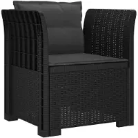 vidaXL Fauteuil 1 place avec coussin, imitation rotin, plastique PP, anthracite ()