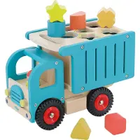 Vilac Camion d'éveil - - 2122 - boîte à formes 6 pièces - benne basculante détachable - pouët-pouët mécanique