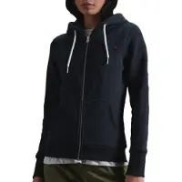 Superdry Femme Veste à Capuche Zippée Orange Label Bleu Marine Taille: 36