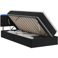 vidaXL Lit coffre à LED avec matelas, noir, 90 x 200 cm, velours
