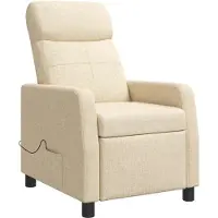vidaXL Fauteuil de relaxation de massage, couleur crème, revêtement en tissu